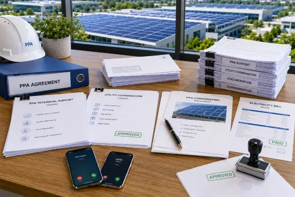 Power purchase agreement documents and utility coordination materials