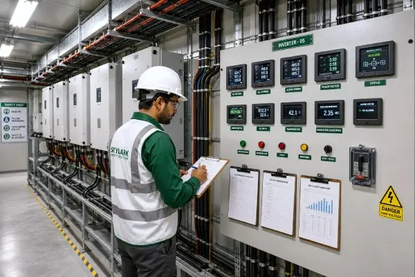 Solar performance audit of inverter readings and electrical systems