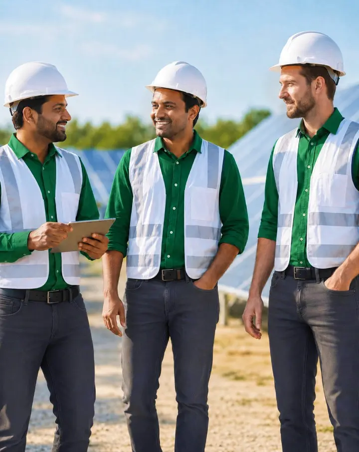 Solar energy professionals at a work site